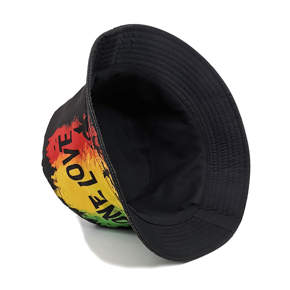 Wholesale ONE LOVE letter coconut tree print bucket hat